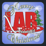 LAB PHLEBOTOMIST CHRISTMAS VIERKANTE STICKER<br><div class="desc">LAB PHLEBOTOMIST CHRISTMAS BIG RED LAB ABREVIATION MERRY CHRISTMAS - Celebrate PHLEBOTOMY VENIPUNCTURIST BLOED DRAADT</div>