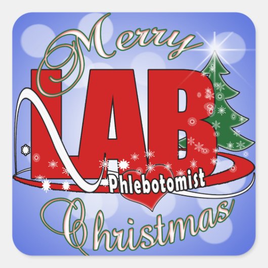 LAB PHLEBOTOMIST CHRISTMAS VIERKANTE STICKER (Voorkant)