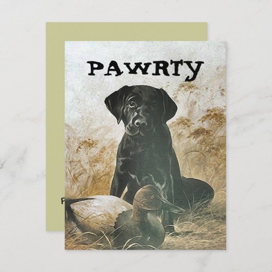 LAB PUP DOG PAWRTY PARTY INVITE INVITATION KAART (Voorkant / Achterkant)