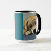 Lab Pup In De Problemen | Tweekleurige mok, 450 ml Mok (Voorkant rechts)