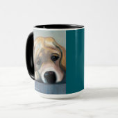 Lab Pup In De Problemen | Tweekleurige mok, 450 ml Mok (Voorkant links)