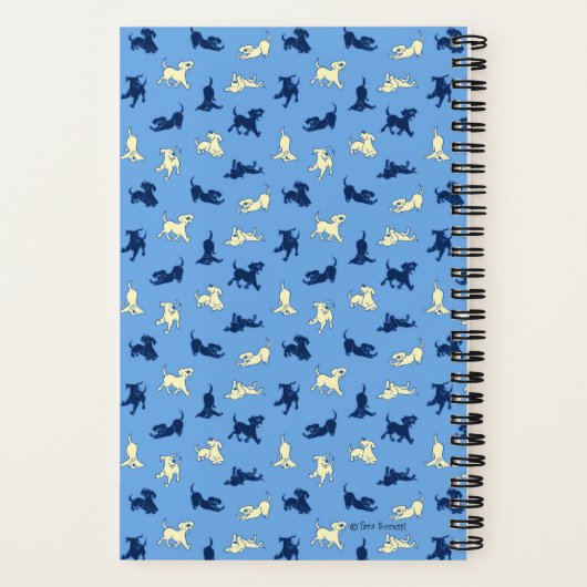 Lab Puppies op Blue Small Custom Spiral Notitieboe Notitieboek (Achterkant)