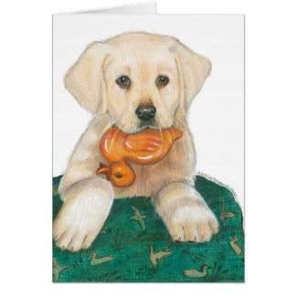 Lab Puppy met Rubber Ducky
