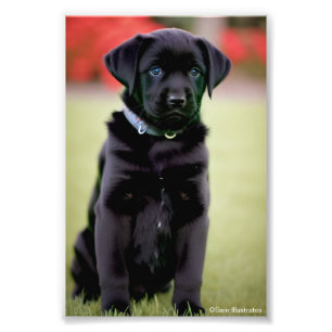 Lab Puppy Satin Foto Uitbreiding Foto Afdruk