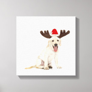 Lab Puppy Wearing Antlers Canvas Afdruk