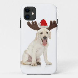 Lab Puppy Wearing Antlers iPhone 11 Hoesje