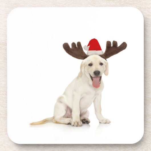 Lab Puppy Wearing Antlers Drankjes Onderzetter (Voorkant)