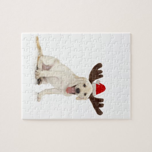 Lab Puppy Wearing Antlers Legpuzzel (Horizontaal)