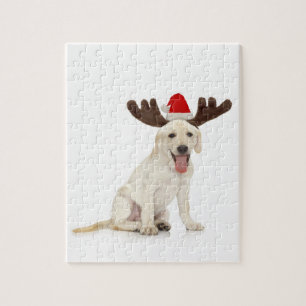 Lab Puppy Wearing Antlers Legpuzzel