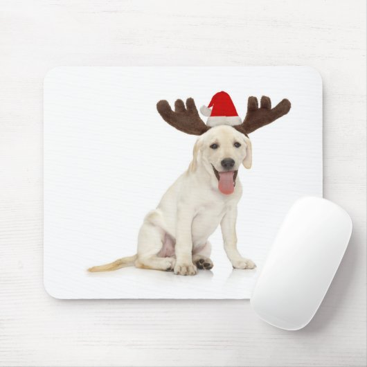 Lab Puppy Wearing Antlers Muismat (Met muis)