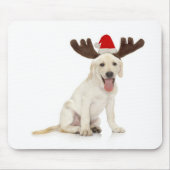 Lab Puppy Wearing Antlers Muismat (Voorkant)