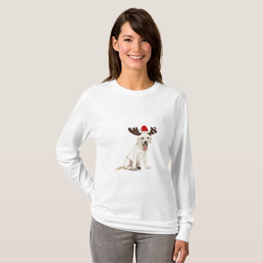 Lab Puppy Wearing Antlers T-shirt (Voorkant volledig)