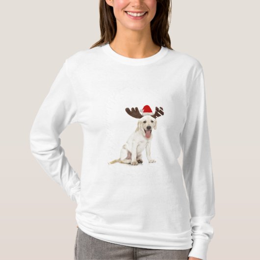 Lab Puppy Wearing Antlers T-shirt (Voorkant)