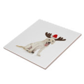 Lab Puppy Wearing Antlers Tegeltje (Zijkant)