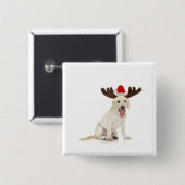 Lab Puppy Wearing Antlers Vierkante Button 5,1 Cm (Voorkant /achterkant)