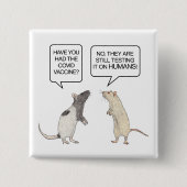 Lab Rat Covid Vaccine Funny Vierkante Button 5,1 Cm (Voorkant)