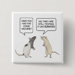 Lab Rat Covid Vaccine Funny Vierkante Button 5,1 Cm