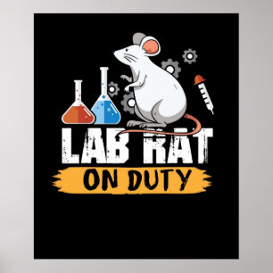 Lab Rat on Duty Science-shirt muizen design Poster