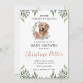 Lab Retriever Dog Puppy Greenery Boho Baby shower Kaart (Voorkant)