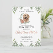 Lab Retriever Dog Puppy Greenery Boho Baby shower Kaart (Staand voorkant)