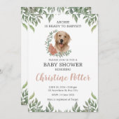 Lab Retriever Dog Puppy Greenery Boho Baby shower Kaart (Voorkant / Achterkant)