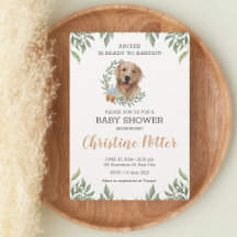 Lab Retriever Dog Puppy Greenery Boho Baby shower