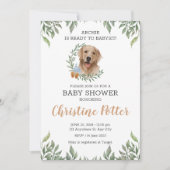 Lab Retriever Dog Puppy Greenery Boho Baby shower Kaart (Voorkant)