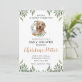 Lab Retriever Dog Puppy Greenery Boho Baby shower Kaart (Staand voorkant)