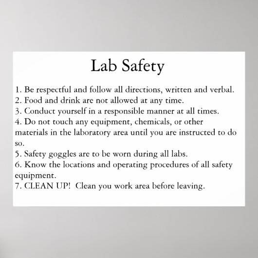 Lab Safety Poster (Voorkant)