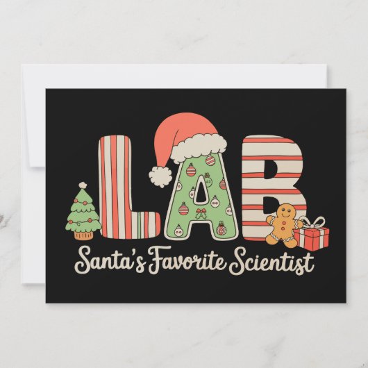 Lab Santas Favoriete wetenschapper Kerstlaboratori Feestdagenkaart (Voorkant)