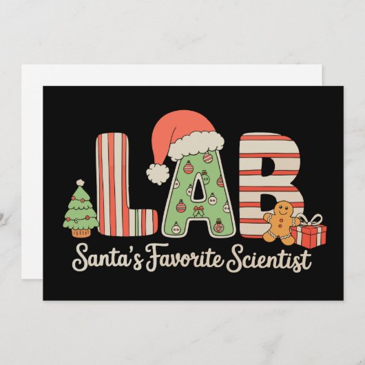 Lab Santas Favoriete wetenschapper Kerstlaboratori Feestdagenkaart (Voorkant / Achterkant)