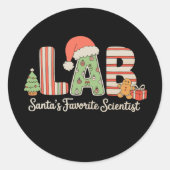 Lab Santas Favoriete wetenschapper Kerstlaboratori Ronde Sticker (Voorkant)