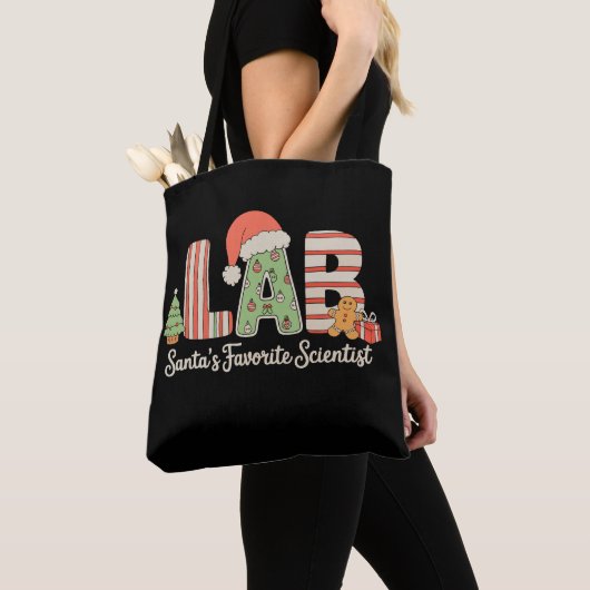 Lab Santas Favoriete wetenschapper Kerstlaboratori Tote Bag (Dichtbij)