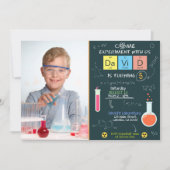 Lab Science Birthday Uitnodiging met foto (Voorkant)