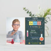 Lab Science Birthday Uitnodiging met foto (Staand voorkant)