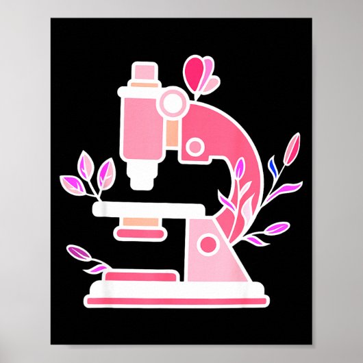 Lab Science Floral Microscope Biologist Science Va Poster (Voorkant)