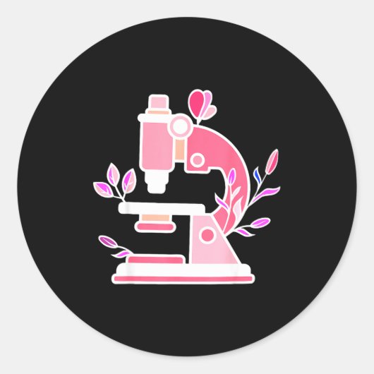 Lab Science Floral Microscope Biologist Science Va Ronde Sticker (Voorkant)