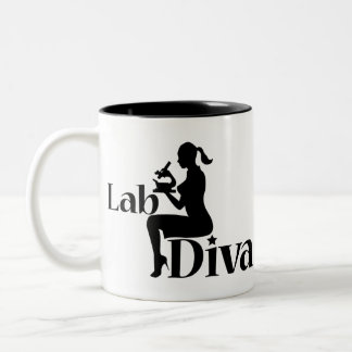 Lab Tech Diva Scientist Gift Girl Silhouette Tweekleurige Koffiemok
