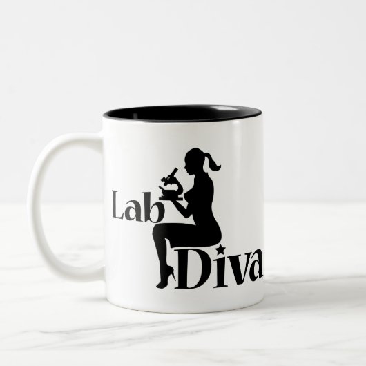 Lab Tech Diva Scientist Gift Girl Silhouette Tweekleurige Koffiemok (Links)