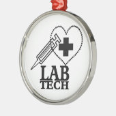 LAB TECH HEART. SYRINGE LOGO MEDISCHE LABORATORIUM METALEN ORNAMENT (Links)