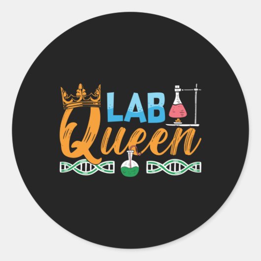 Lab Tech Lab Queen Laboratory Chemists Technicien Ronde Sticker (Voorkant)