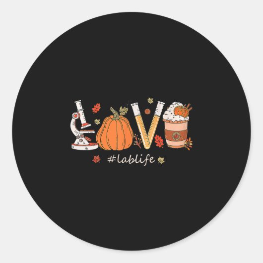 Lab Tech Laboratorium Wetenschapper Herfst Pompoen Ronde Sticker (Voorkant)