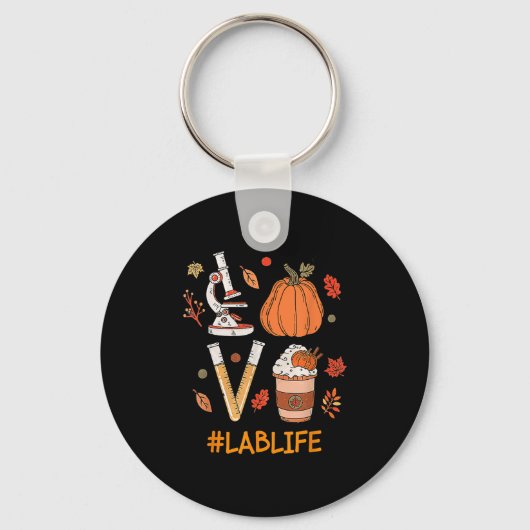 Lab Tech Laboratory Scientist Herfst Pompoen Spice Sleutelhanger (Voorkant)