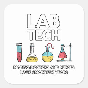 Lab Tech Laboratory Vierkante Sticker