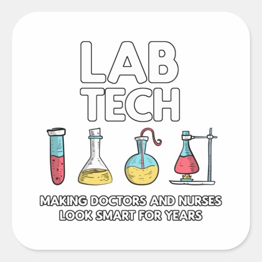 Lab Tech Laboratory Vierkante Sticker (Voorkant)