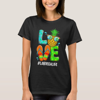 Lab Tech Love Summer Pineapple Tropische Flower Fl T-shirt