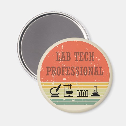 Lab tech professionele  zonsondergang retro magneet (Voorkant / Achterkant)
