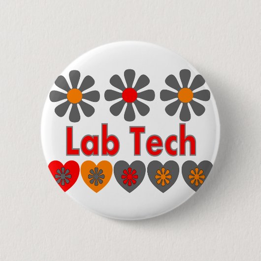 Lab Tech RETRO bloemen Ronde Button 5,7 Cm (Voorkant)