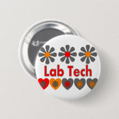 Lab Tech RETRO bloemen Ronde Button 5,7 Cm (Voorkant /achterkant)