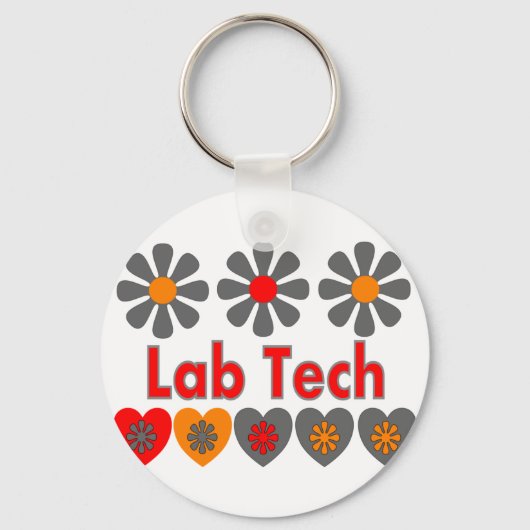 Lab Tech RETRO bloemen Sleutelhanger (Voorkant)